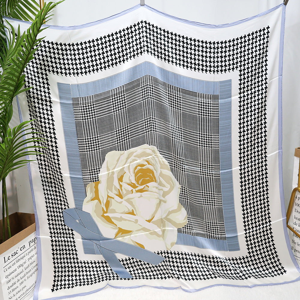inRealSilk Chidori Rose 135cm*135cm A Large Square 100% Silk Scarves