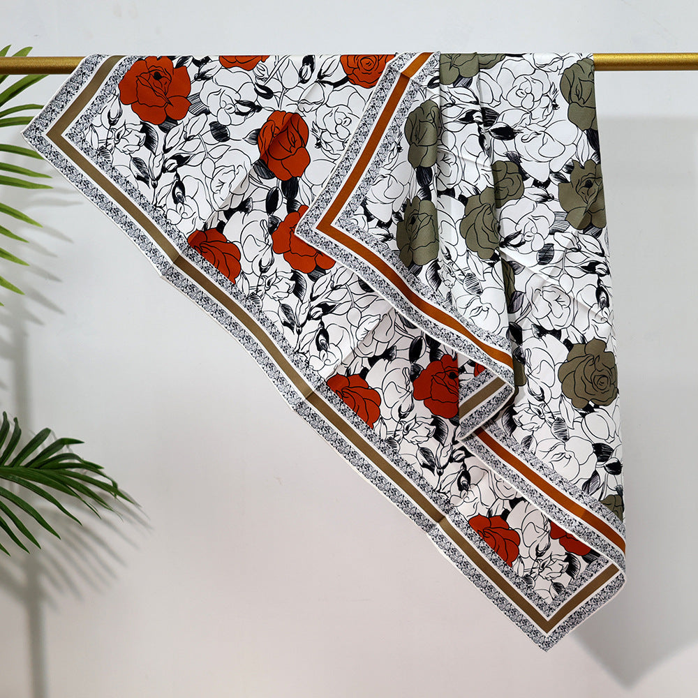 inRealSilk Double-Sided Heterochromatic Printing 01# 88cm*88cm A Large Square 100% Silk Scarves