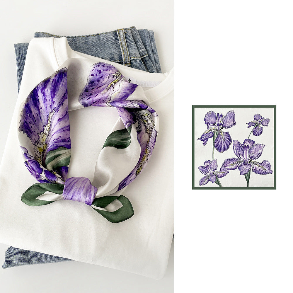 inRealSilk Purple Butterfly Flower and Rabbit Print 53cm*53cm Print 100% Silk Small Square Silk Scarf Neckerchiefs&Bandana