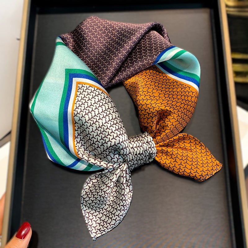 inRealSilk Printed Fashion Scarf 52# 53cm*53cm Print 100% Silk Small Square Silk Scarf Neckerchiefs&Bandana&Handkerchief