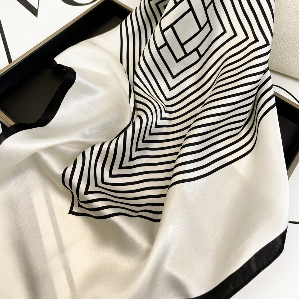 inRealSilk Stripes 66cm*66cm 100% Silk Small Square Scarf Small Neckerchief with Suit