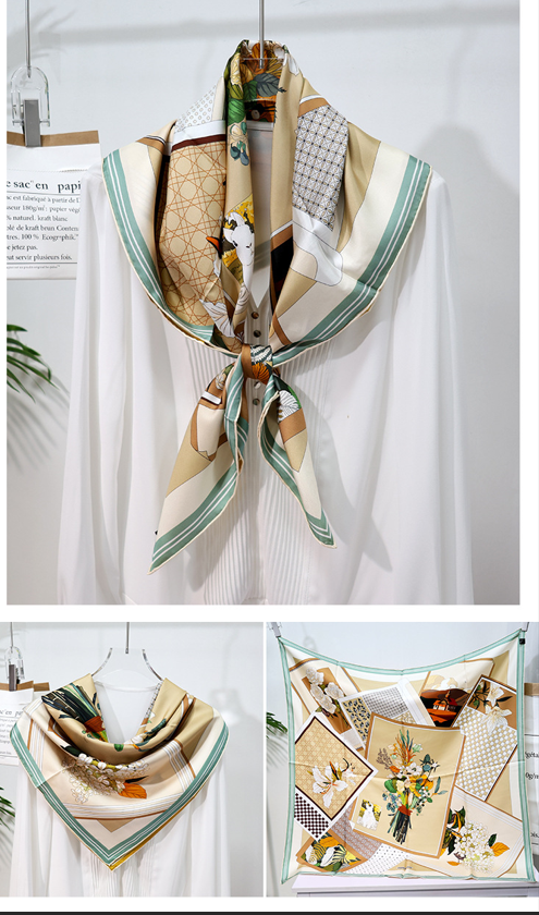 inRealSilk Double-Sided Heterochromatic Printing 08# 88cm*88cm A Large Square 100% Silk Scarves