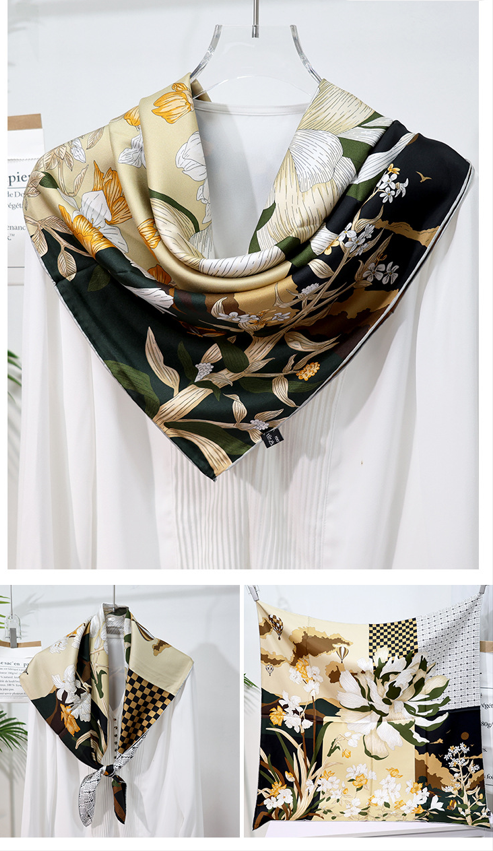 inRealSilk Double-Sided Heterochromatic Printing 02# 88cm*88cm A Large Square 100% Silk Scarves