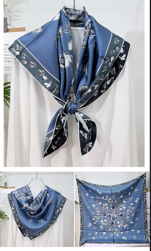 inRealSilk Double-Sided Heterochromatic Printing 04# 88cm*88cm A Large Square 100% Silk Scarves
