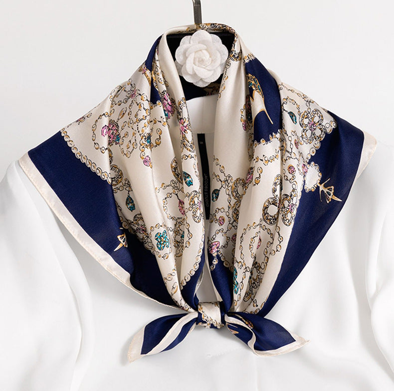 inRealSilk Sparkle Blue 65cm*65cm 100% Silk Small Square Scarf Small Neckerchief with Suit