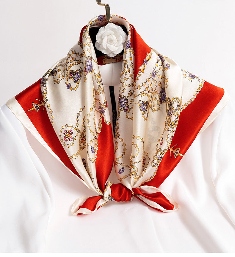 inRealSilk Sparkle Red 65cm*65cm 100% Silk Small Square Scarf Small Neckerchief with Suit