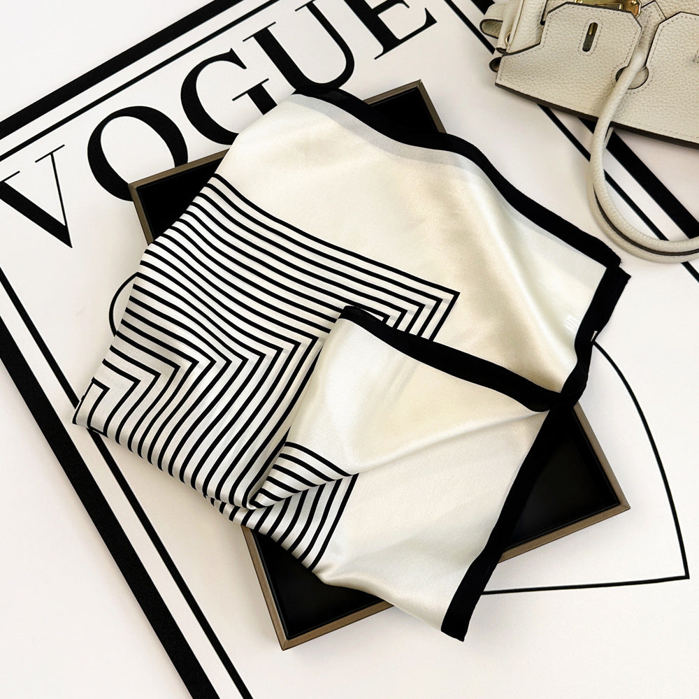 inRealSilk Stripes 66cm*66cm 100% Silk Small Square Scarf Small Neckerchief with Suit
