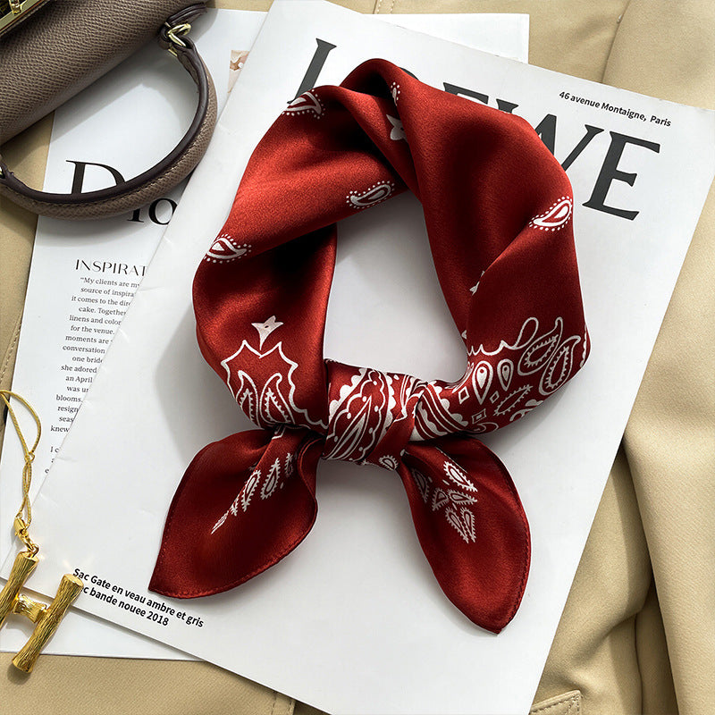 inRealSilk Red Color Scheme 50cm*50cm 100% Small Square Silk Scarf Neckerchiefs&Bandana