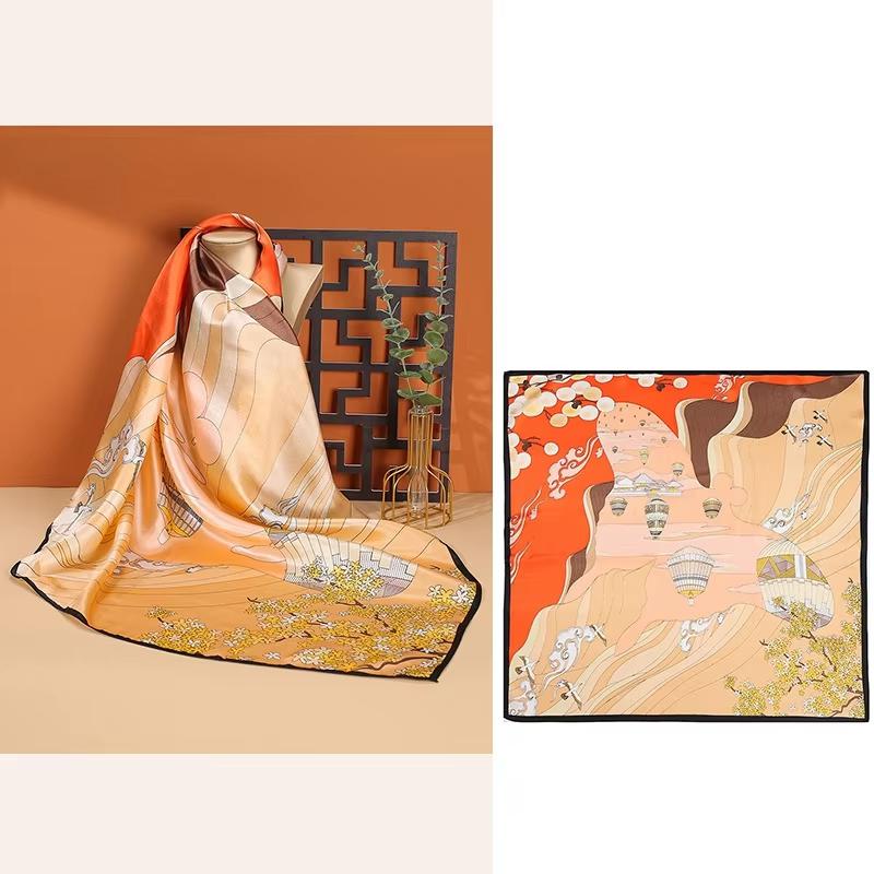 inRealSilk Orange 68cm*68cm 100% Silk Small Square Scarf