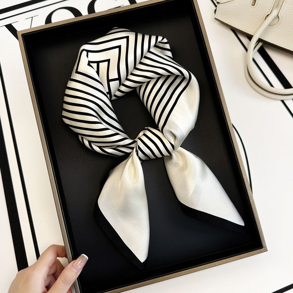 inRealSilk Stripes 66cm*66cm 100% Silk Small Square Scarf Small Neckerchief with Suit