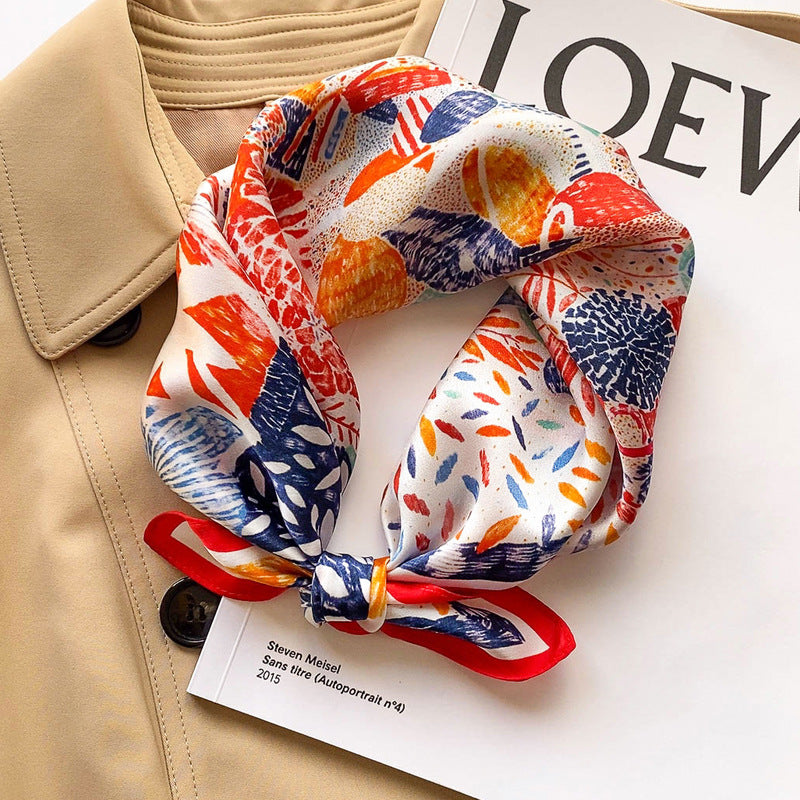 inRealSilk Red Color Scheme 50cm*50cm 100% Small Square Silk Scarf Neckerchiefs&Bandana