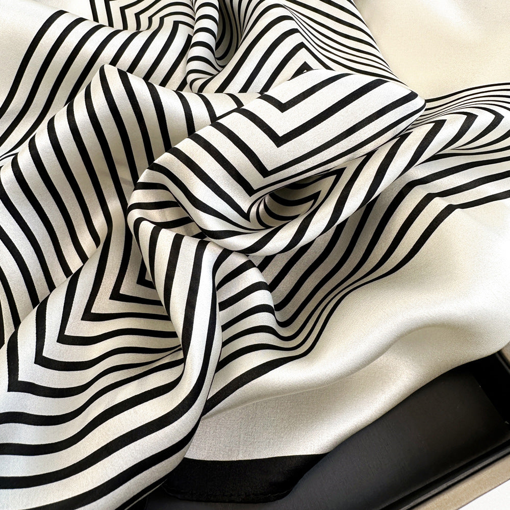 inRealSilk Stripes 66cm*66cm 100% Silk Small Square Scarf Small Neckerchief with Suit