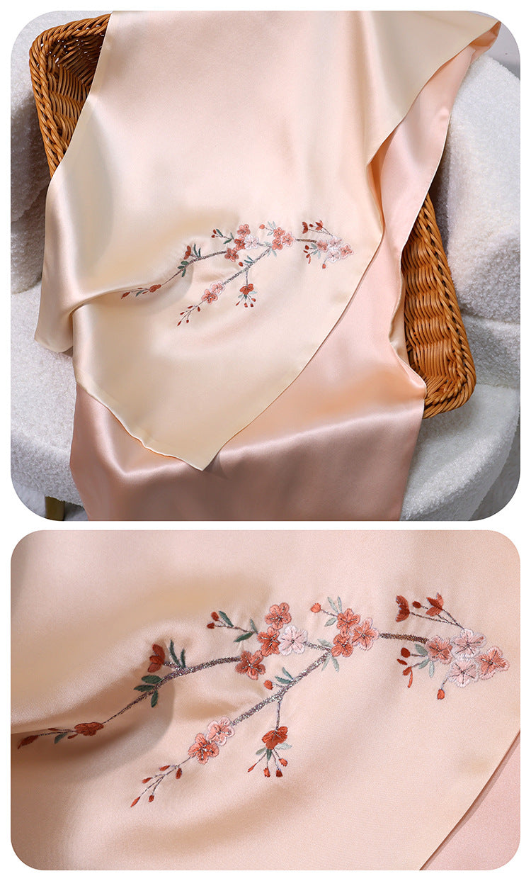inRealSilk Ragged-Tender Pink 35cm*155cm 100% Silk Long Scarf Fine Hand Embroidery Double Layer 16mm