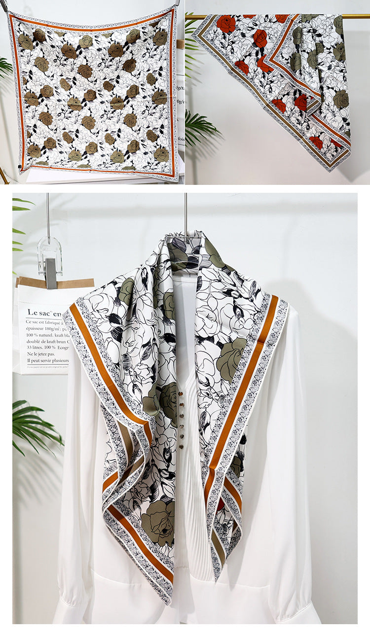 inRealSilk Double-Sided Heterochromatic Printing 01# 88cm*88cm A Large Square 100% Silk Scarves