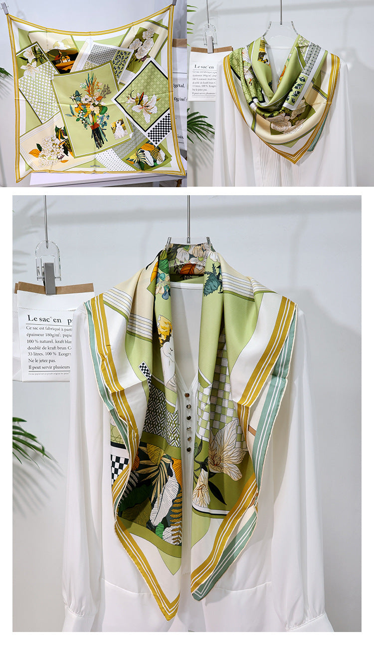 inRealSilk Double-Sided Heterochromatic Printing 08# 88cm*88cm A Large Square 100% Silk Scarves