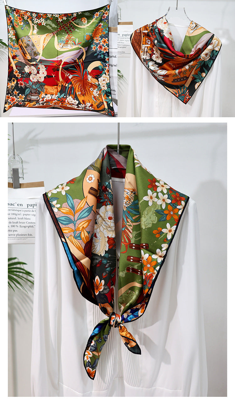 inRealSilk Double-Sided Heterochromatic Printing 07# 88cm*88cm A Large Square 100% Silk Scarves