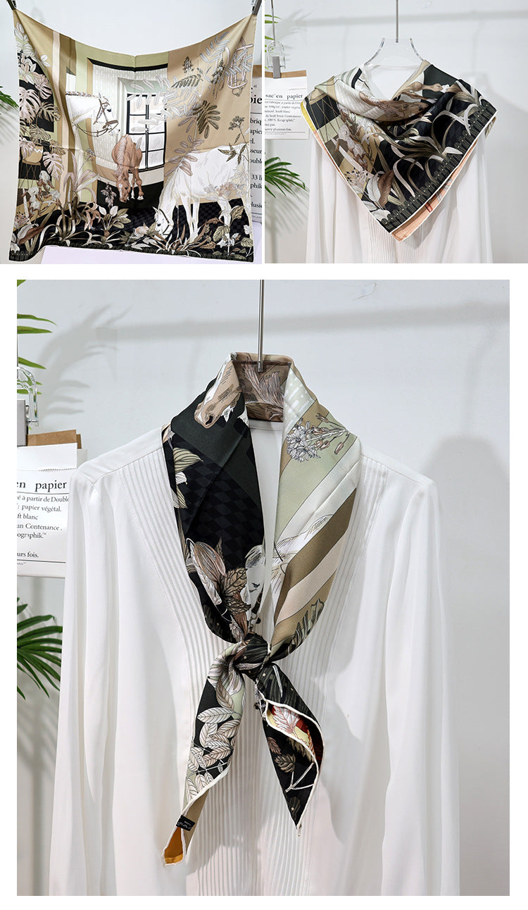inRealSilk Double-Sided Heterochromatic Printing 10# 88cm*88cm A Large Square 100% Silk Scarves