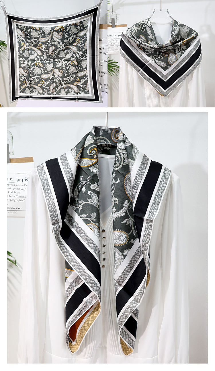 inRealSilk Double-Sided Heterochromatic Printing 03# 88cm*88cm A Large Square 100% Silk Scarves