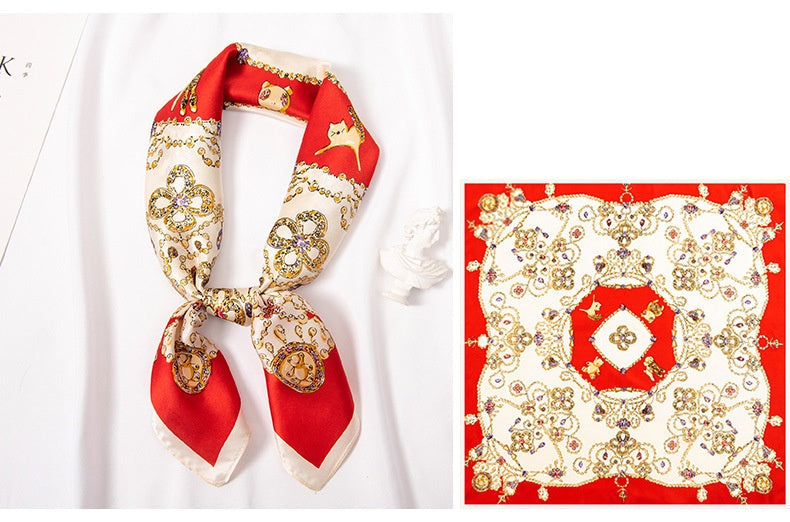 inRealSilk Sparkle Red 65cm*65cm 100% Silk Small Square Scarf Small Neckerchief with Suit