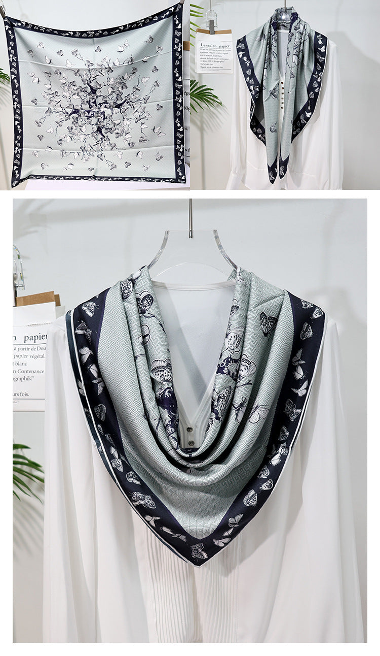 inRealSilk Double-Sided Heterochromatic Printing 04# 88cm*88cm A Large Square 100% Silk Scarves