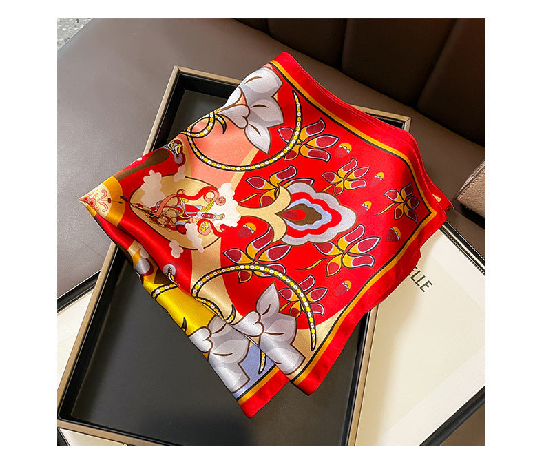 inRealSilk Red 53cm*53cm 100% Small Square Silk Scarf Neckerchiefs&Bandana