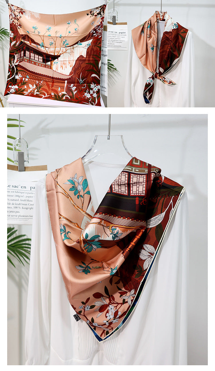 inRealSilk Double-Sided Heterochromatic Printing 05# 88cm*88cm A Large Square 100% Silk Scarves