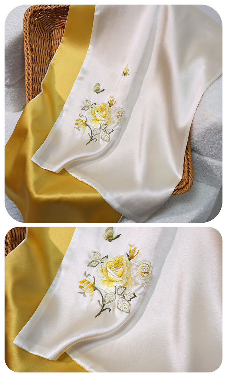 inRealSilk Dance Beautifully - Mikin 35cm*155cm 100% Silk Long Scarf Fine Hand Embroidery Double Layer 16mm