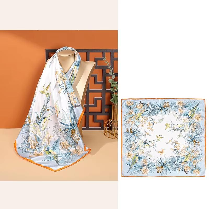 inRealSilk Flower Bush - Orange Edge 68cm*68cm 100% Silk Small Square Scarf