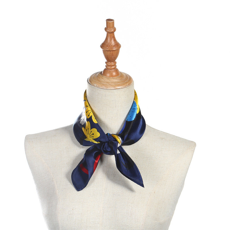 inRealSilk Blue 53cm*53cm Print 100% Small Square Silk Scarf Neckerchiefs&Bandana