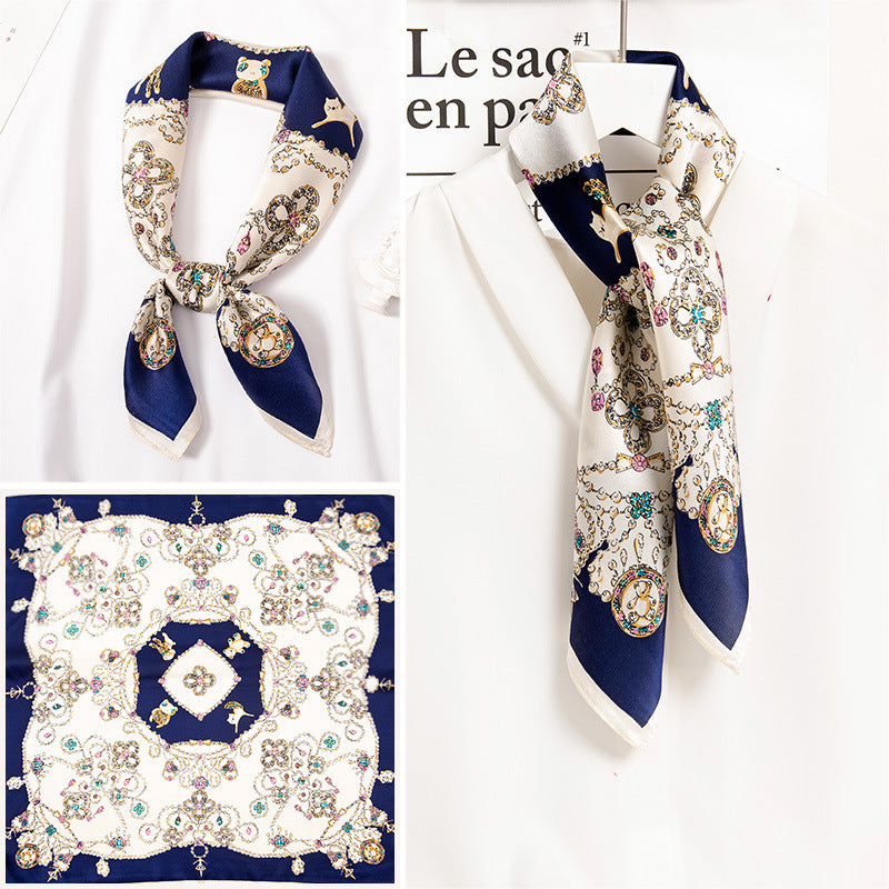 inRealSilk Sparkle Blue 65cm*65cm 100% Silk Small Square Scarf Small Neckerchief with Suit