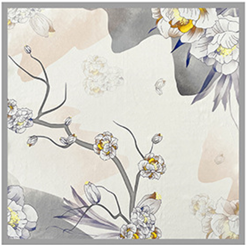 inRealSilk Gray Flower 53cm*53cm Print 100% Small Square Silk Scarf Neckerchiefs&Bandana