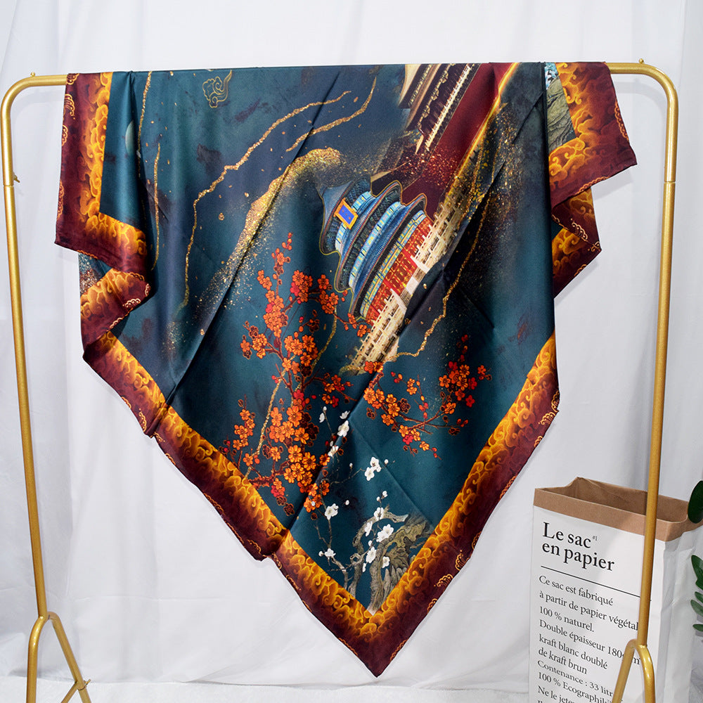 inRealSilk Temple of Heaven in Ancient Rhythm 135cm*135cm A Large Square 100% Silk Scarves