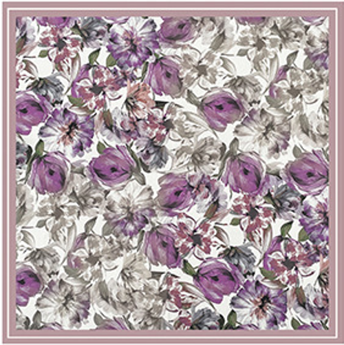 inRealSilk Purple Flourish Flower 53cm*53cm Print 100% Silk Small Square Silk Scarf Neckerchiefs&Bandana