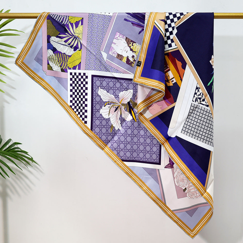 inRealSilk Double-Sided Heterochromatic Printing 09# 88cm*88cm A Large Square 100% Silk Scarves