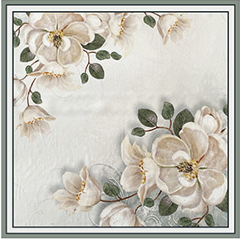 inRealSilk Magnolia Liliflora 53cm*53cm Print 100% Silk Small Square Silk Scarf Neckerchiefs&Bandana