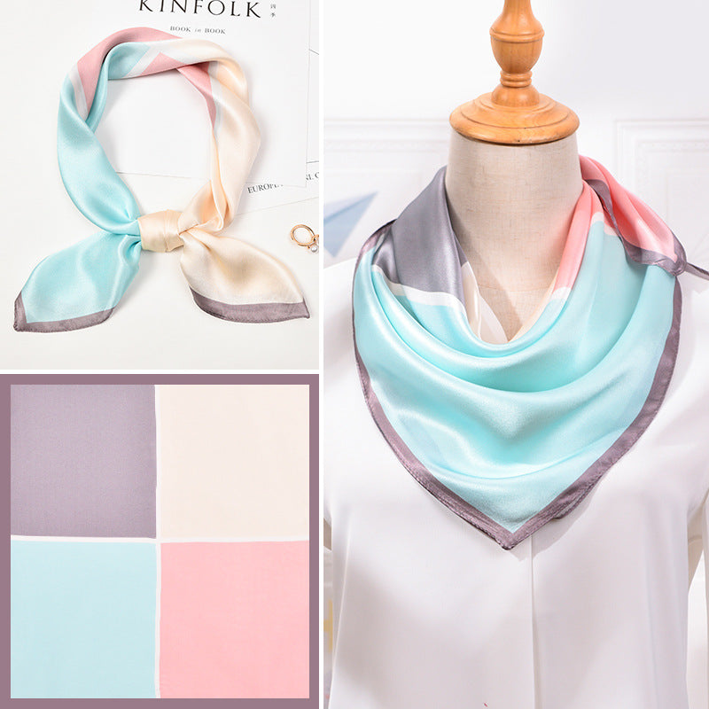 inRealSilk Light Powder Blue 65cm*65cm 100% Silk Small Square Scarf Small Neckerchief with Suit