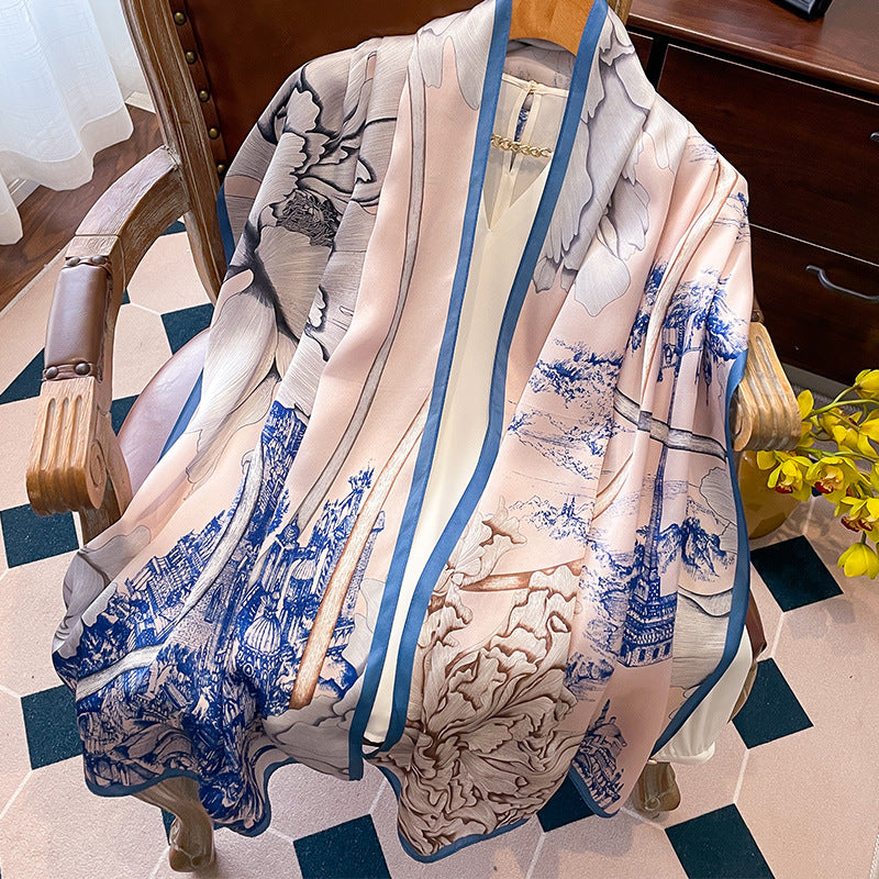 inRealSilk Printing 11# 50cm*170cm 100% Silk Shawls&Scarves