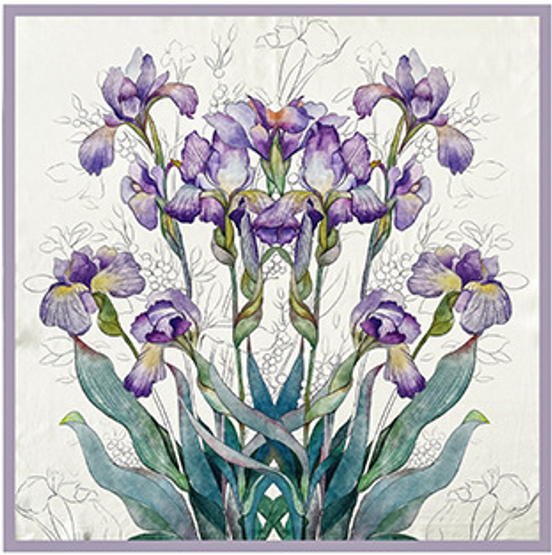 inRealSilk White Background With Purple Flowers 53cm*53cm Print 100% Silk Small Square Silk Scarf Neckerchiefs&Bandana