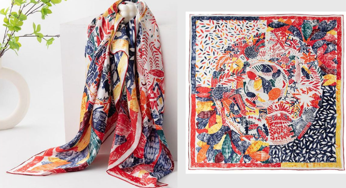 inRealSilk Red Flowers 53cm*53cm Printing 100% Small Square Silk Scarf Neckerchiefs&Bandana For All Occasions