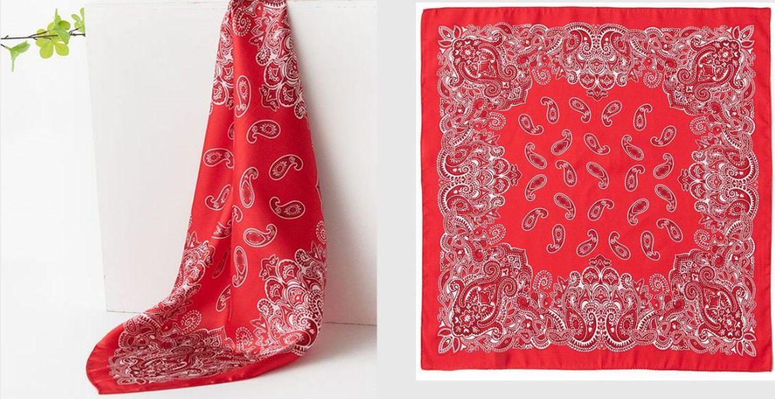 inRealSilk Red Cashew Flower 53cm*53cm Printing 100% Small Square Silk Scarf Neckerchiefs&Bandana For All Occasions