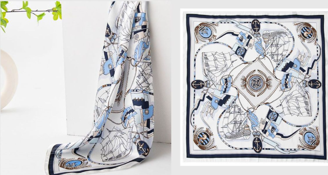 inRealSilk White Sail 53cm*53cm Printing 100% Small Square Silk Scarf Neckerchiefs&Bandana For All Occasions