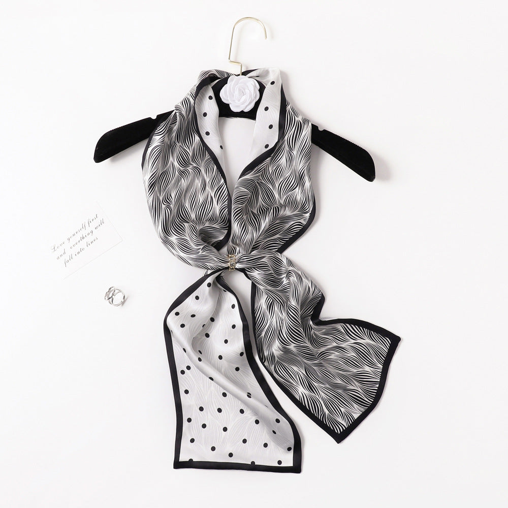 inRealSilk PZS04-02# Double Layers 145cm*17cm 100% Small Silk Scarf Neckerchiefs
