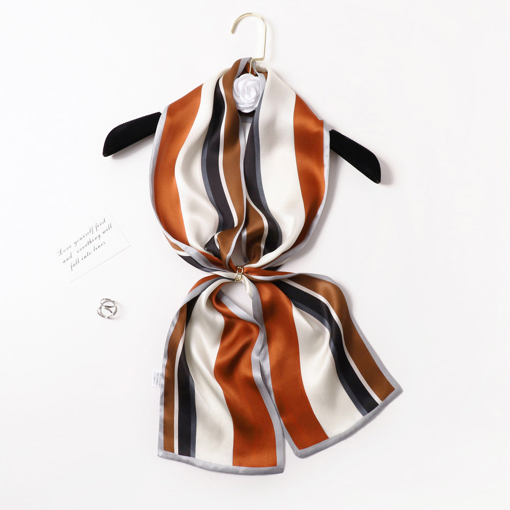 inRealSilk PZS06-02# Double Layers 145cm*17cm 100% Small Silk Scarf Neckerchiefs
