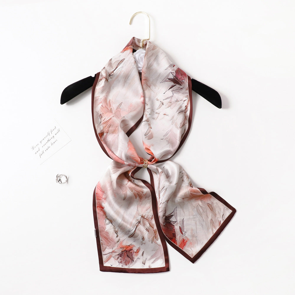 inRealSilk PZS09-04# Double Layers 145cm*17cm 100% Small Silk Scarf Neckerchiefs
