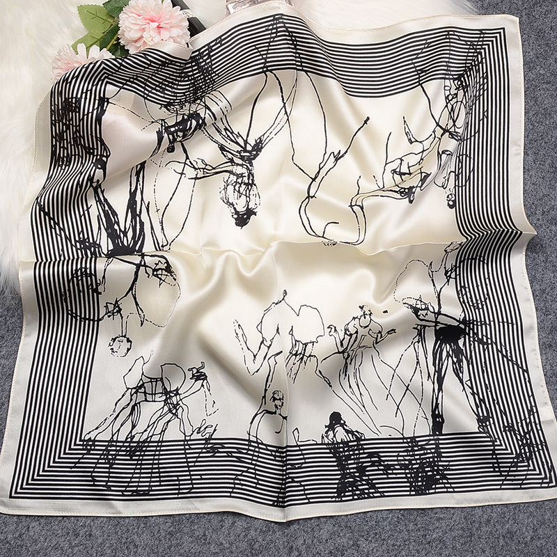 inRealSilk S21010 53cm*53cm Print 100% Small Square Silk Scarf Neckerchiefs&Bandana