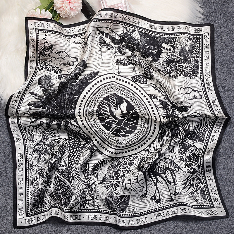 inRealSilk S21037 53cm*53cm Print 100% Small Square Silk Scarf Neckerchiefs&Bandana