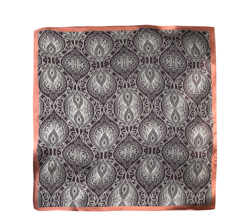 inRealSilk Khaki 53cm*53cm Print 100% Small Square Silk Scarf Neckerchiefs&Bandana