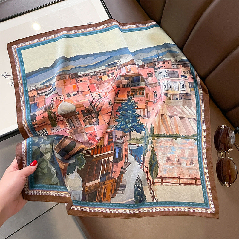 inRealSilk Printed Fashion Scarf 07# 53cm*53cm Print 100% Silk Small Square Silk Scarf Neckerchiefs&Bandana&Handkerchief