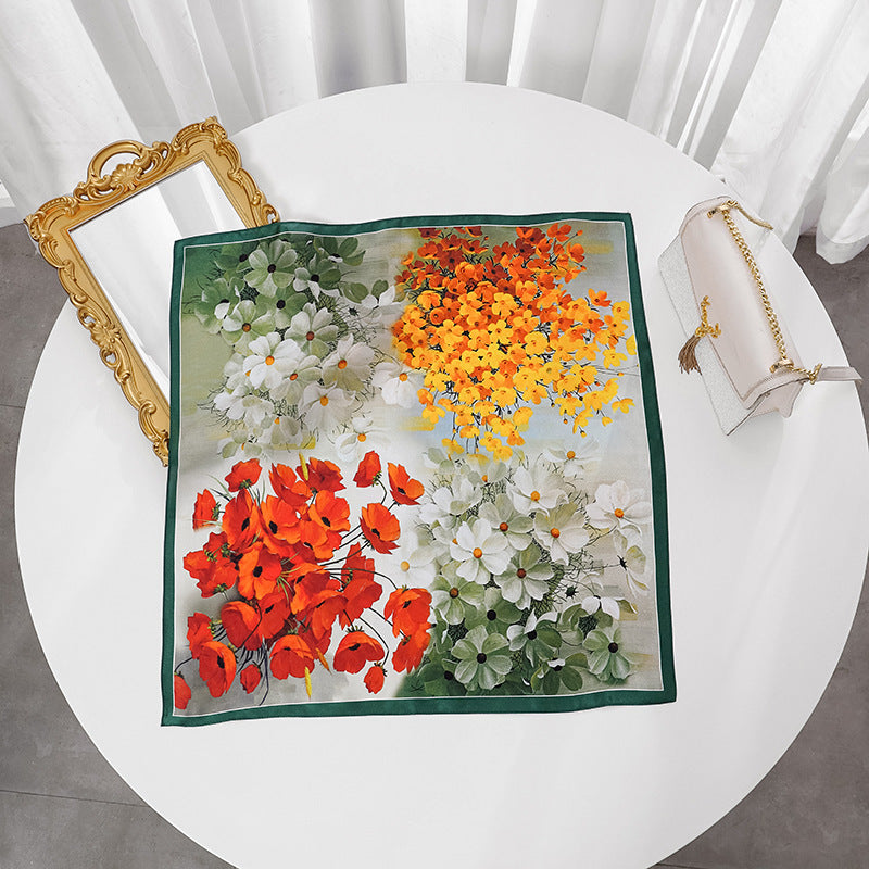 inRealSilk Printed Fashion Scarf 19# 53cm*53cm Print 100% Silk Small Square Silk Scarf Neckerchiefs&Bandana&Handkerchief