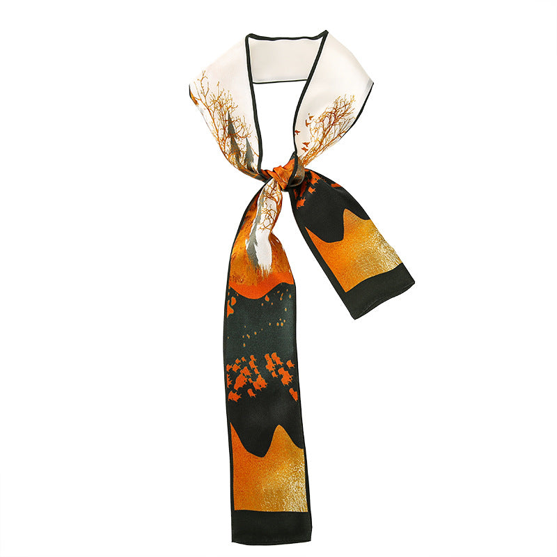 inRealSilk Twilly Sunset on Poplar Grove 125cm*6cm 100% Silk (Mulberry Silk)Hypotenuse Hair Bands&Bags Ribbons&Neckband